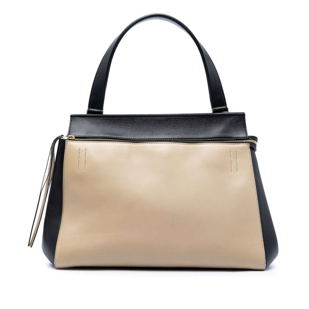 Celine Medium Bicolor Leather Edge Handbag Black Leather Very good condition - Front View