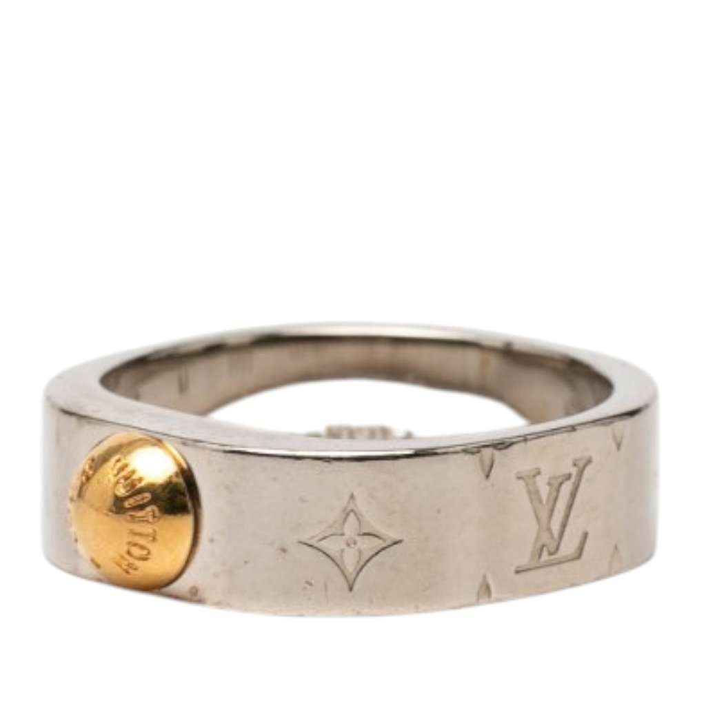 Louis Vuitton Brass Nanogram Ring Silver Metal Very good condition - Back View
