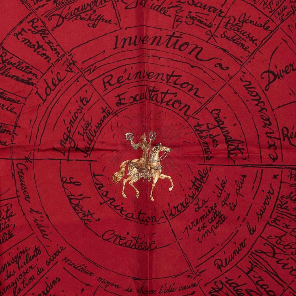 Hermès Naissance D Une Idee Silk Scarf 90 Red Never worn - Back View