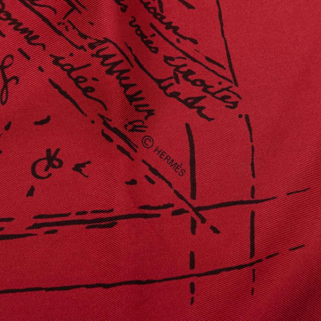 Hermès Naissance D Une Idee Silk Scarf 90 Red Never worn - Inside View