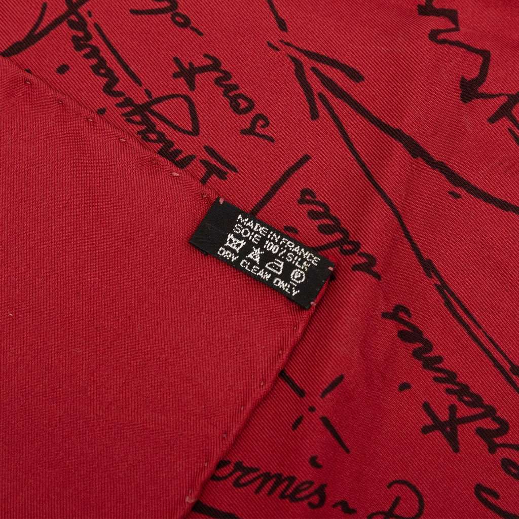 Hermès Naissance D Une Idee Silk Scarf 90 Red Never worn - Model View