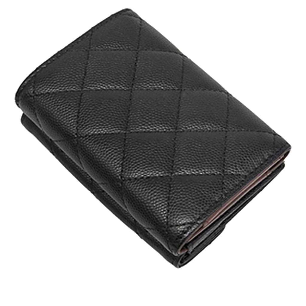 Chanel CC Quilted Caviar Flap Card Holder Wallet Black Leather Very good condition - Back View