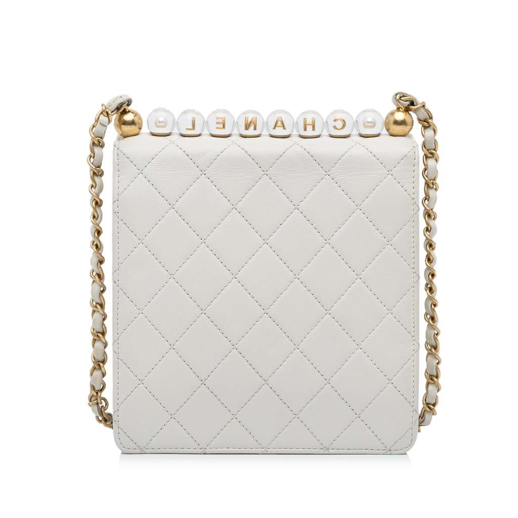 Chanel Mini Chic Pearls Crossbody White Leather Very good - Inside View