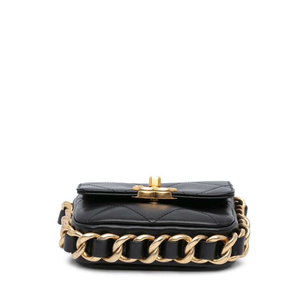Chanel Mini Quilted Calfskin Framing Chain Flap Black Leather Very good - Inside View