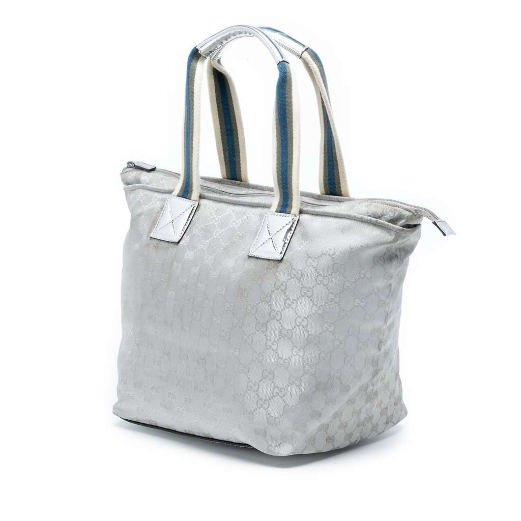 Gucci GG Canvas Web Tote Silver Very good - Back View