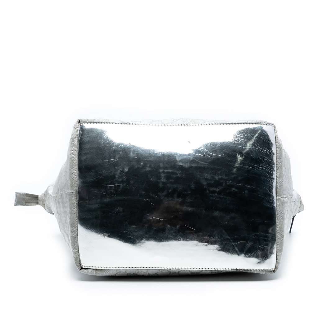 Gucci GG Canvas Web Tote Silver Very good - Inside View