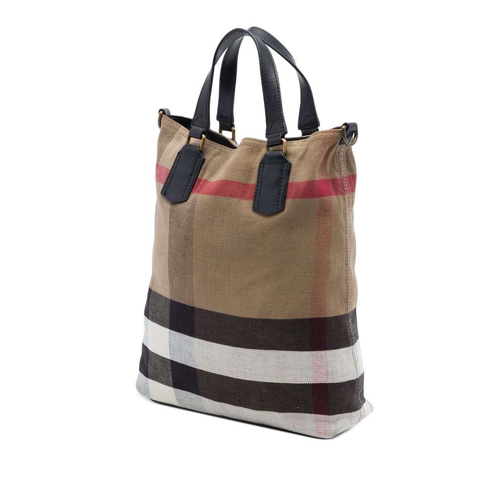 Burberry Mega Check Canvas Tottenham Brit Satchel Brown Very good - Back View