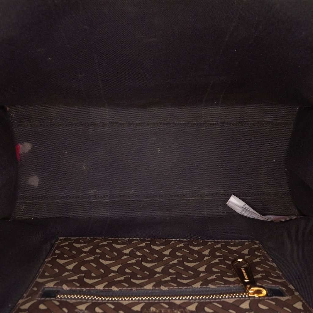 Burberry TB Monogram E Canvas Stripe Book Tote Brown Very good - Model View