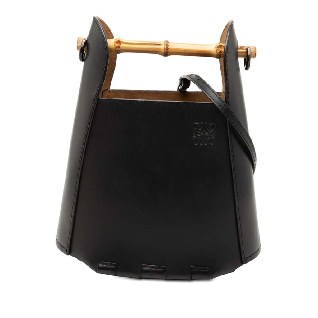 Loewe Calfskin Bamboo Bucket Bag Black Leather Very good - Front View