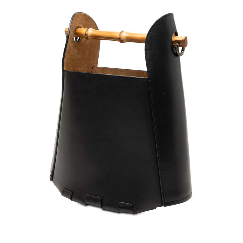 Loewe Calfskin Bamboo Bucket Bag Black Leather Very good - Back View