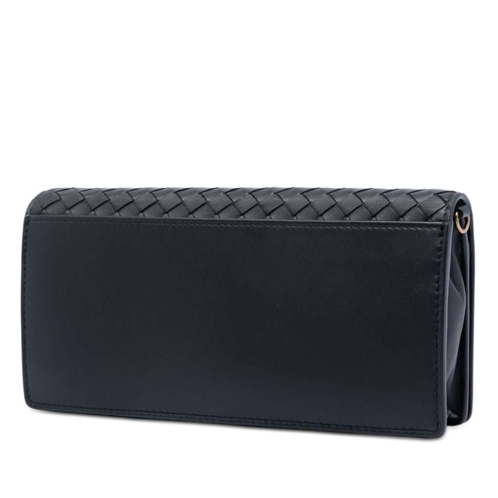 Bottega Veneta Nappa Intrecciato Continental Wallet on Chain Black Leather Very good condition - Back View