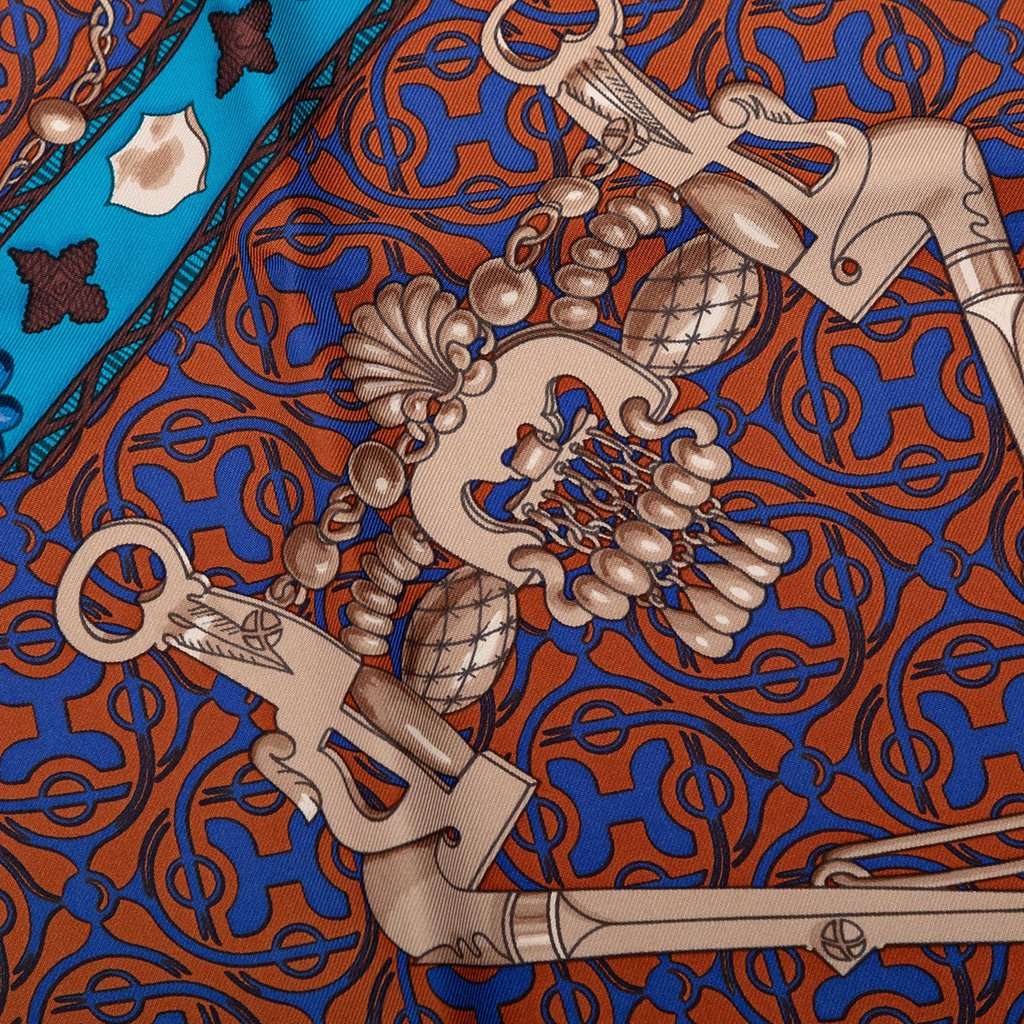 Hermès Mors et Gourmettes Silk Scarf 90 Purple Very good condition - Back View