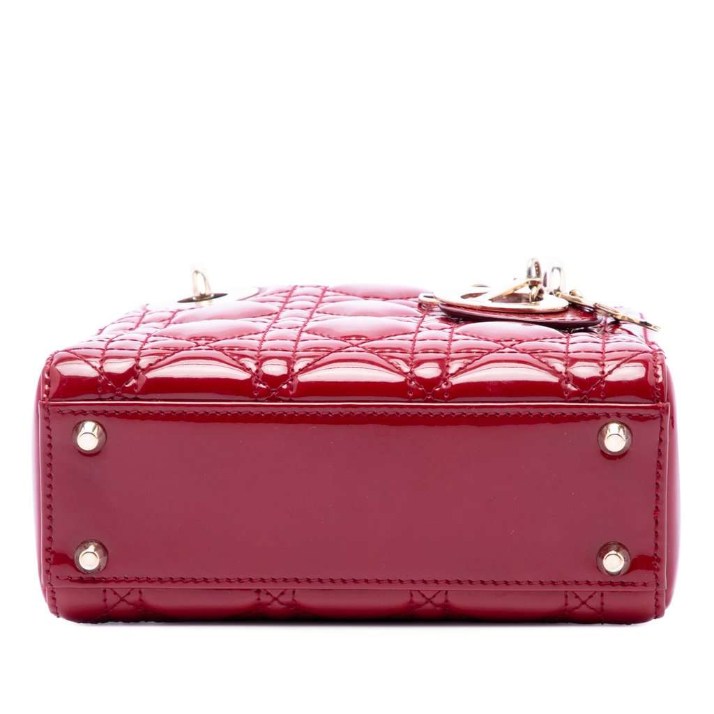 Dior Mini Patent Cannage Lady Dior Red Leather Very good condition - Inside View