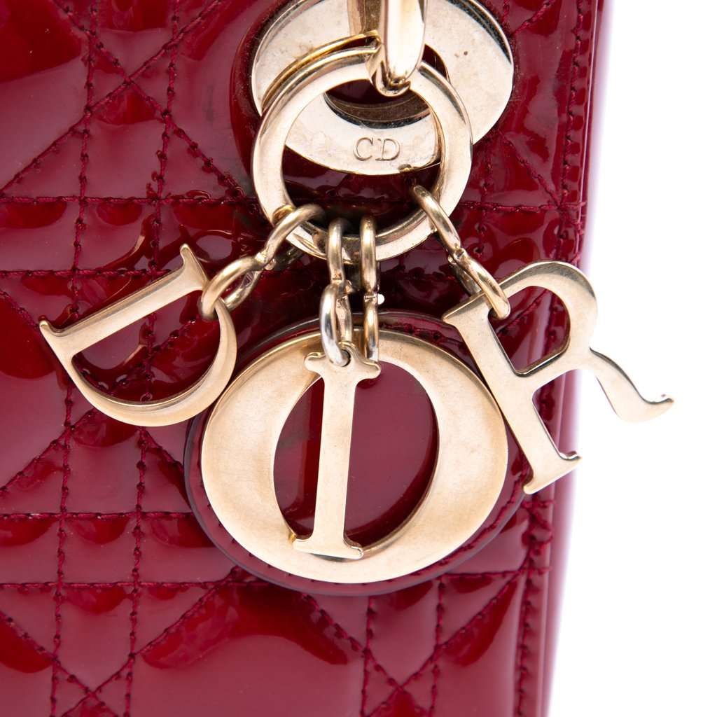 Dior Mini Patent Cannage Lady Dior Red Leather Very good condition - Box View
