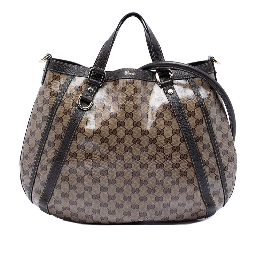 Gucci GG Crystal Abbey D Ring Convertible Tote Beige Very good - Front View