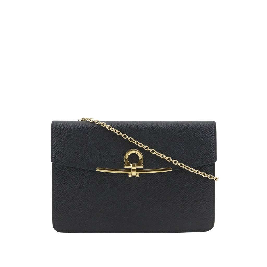 Salvatore Ferragamo Leather Gancini Icona Crossbody Black Leather Very good condition - Front View