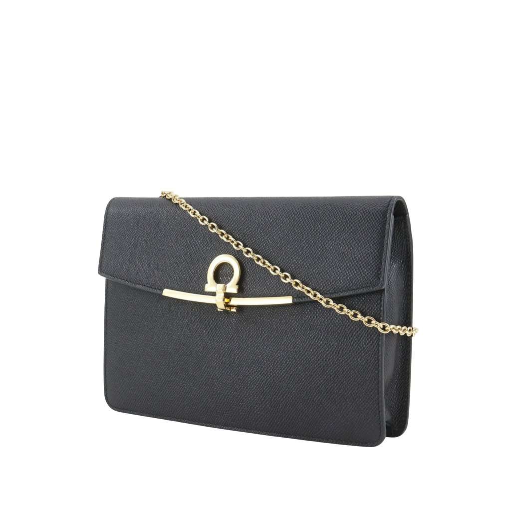 Salvatore Ferragamo Leather Gancini Icona Crossbody Black Leather Very good condition - Back View