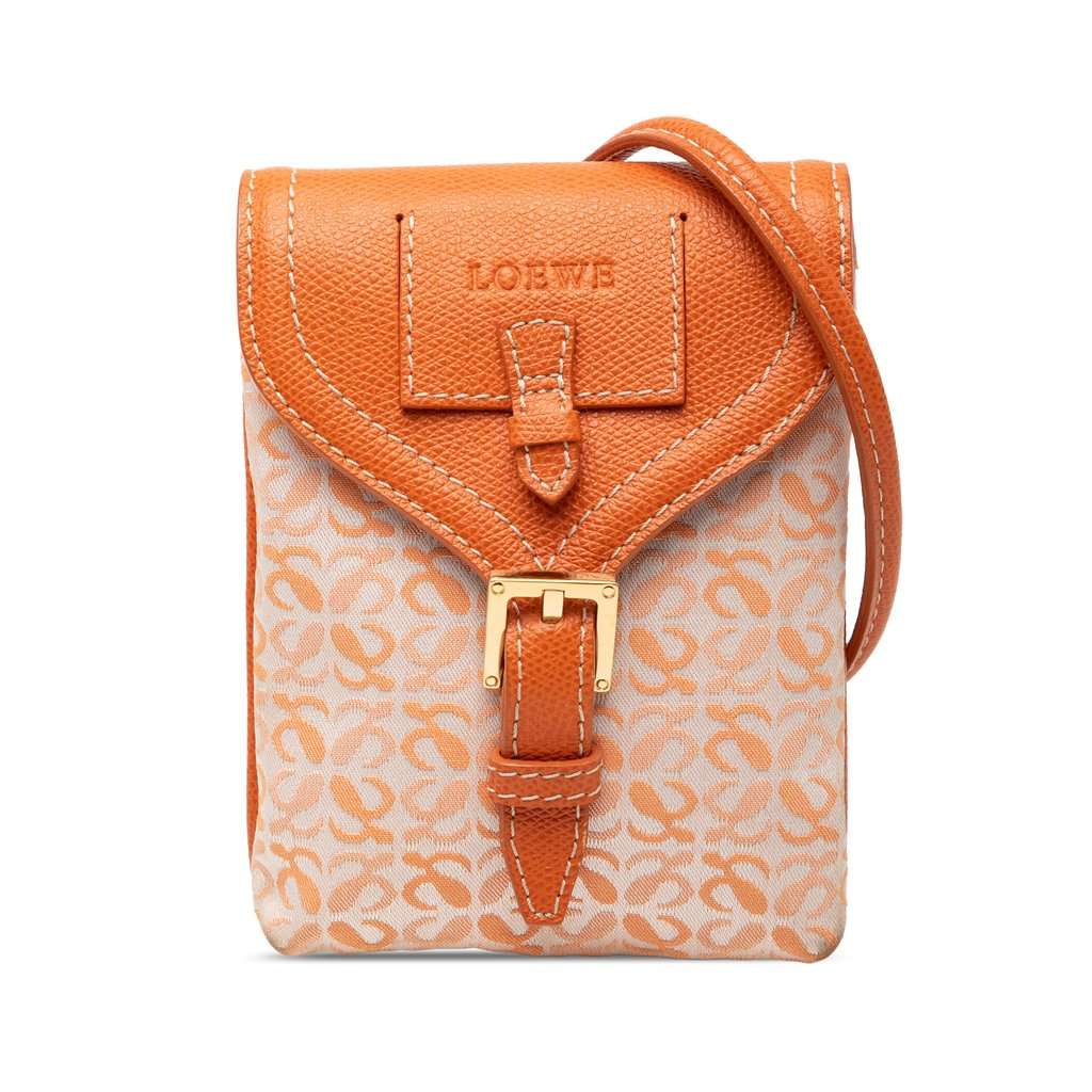 LOEWE Mini Anagram Canvas Crossbody Orange Very good - Front View