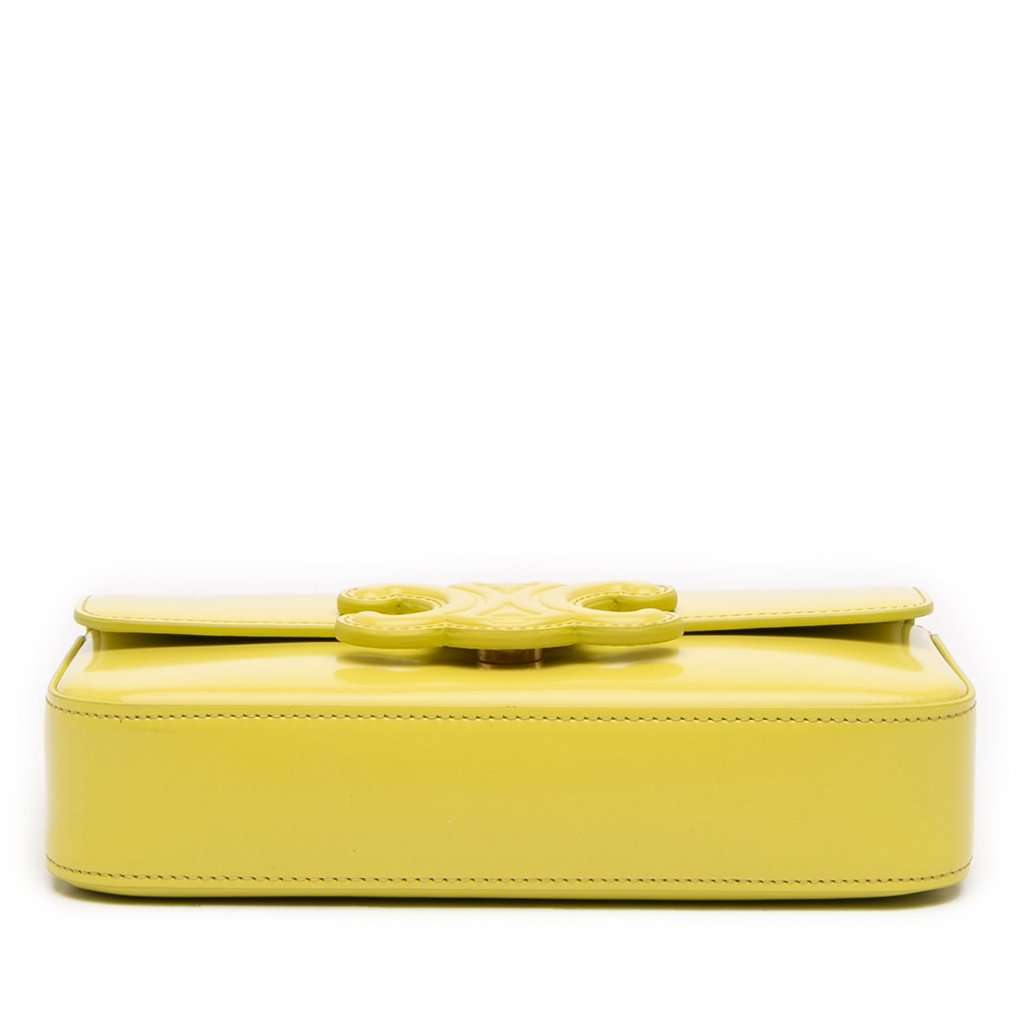 Celine Shiny Calfskin Claude Chain Shoulder Bag Yellow Leather Very good - Inside View