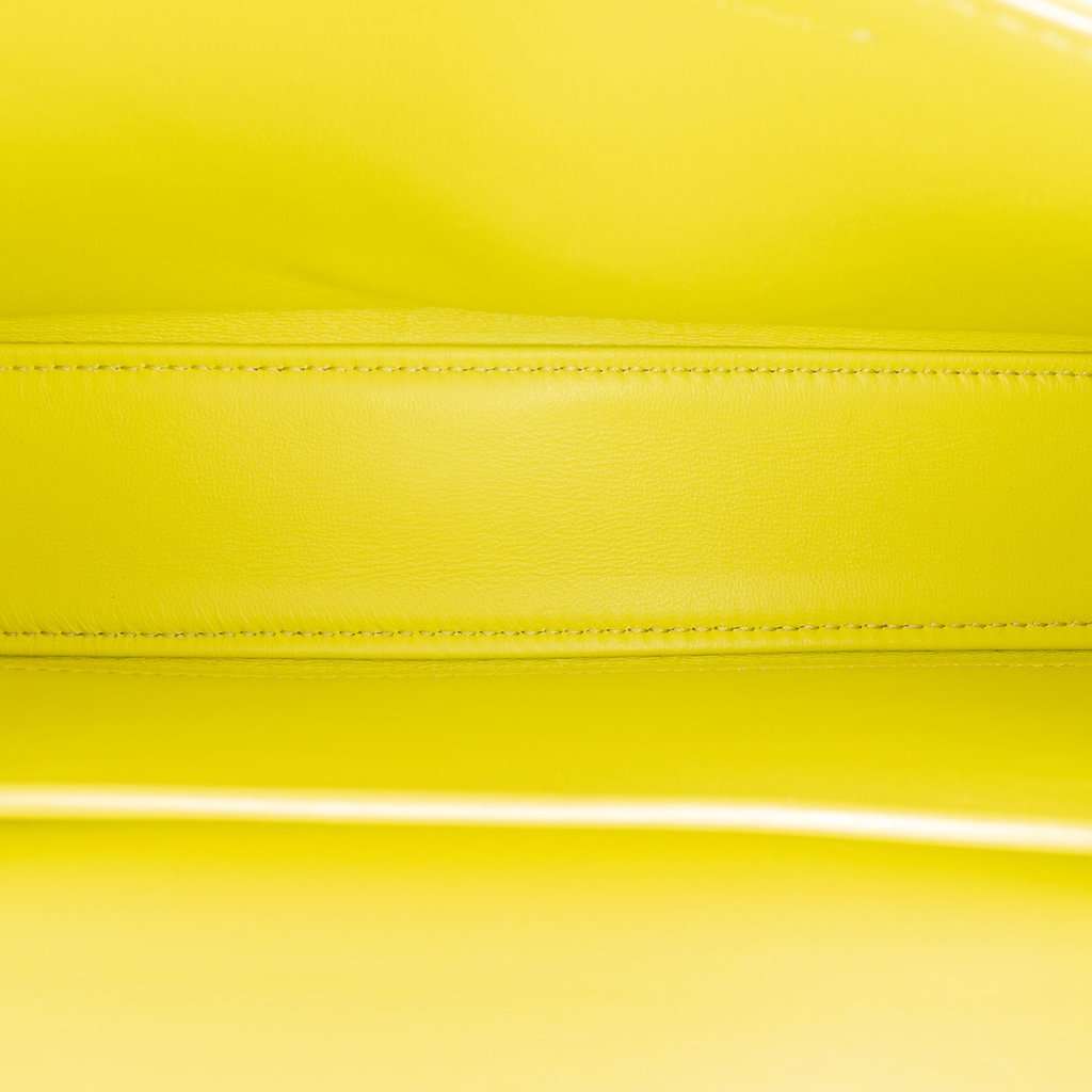 Celine Shiny Calfskin Claude Chain Shoulder Bag Yellow Leather Very good - Model View