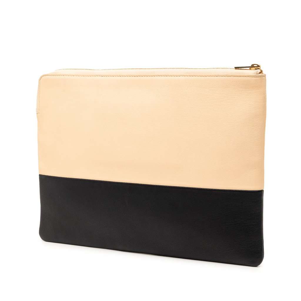 Celine Bicolor Leather Solo Clutch Beige Leather Very good condition - Back View