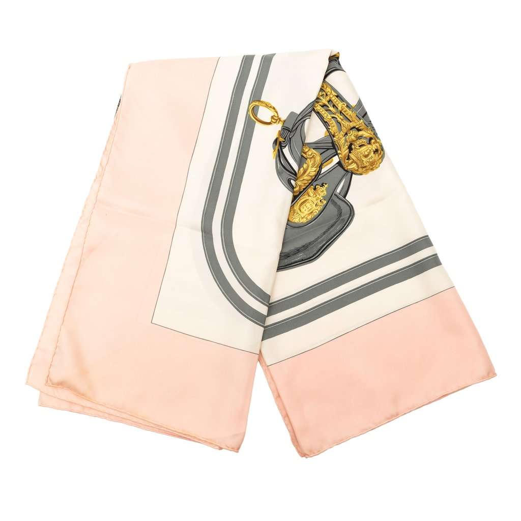 Hermès Brides de Gala Silk Scarf 90 Pink Very good condition - Front View