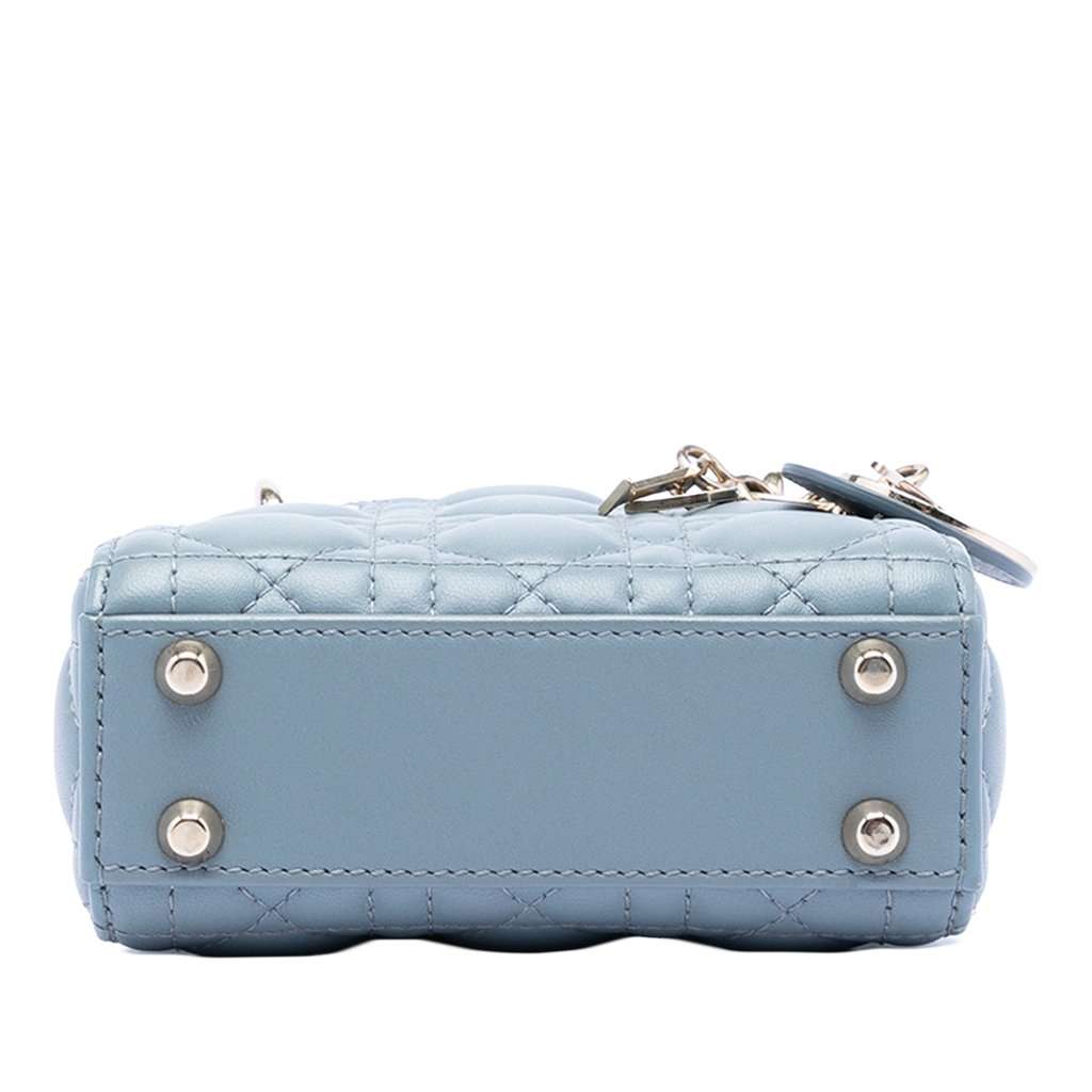 Dior Micro Lambskin Cannage Lady Dior Blue Leather Very good condition - Inside View