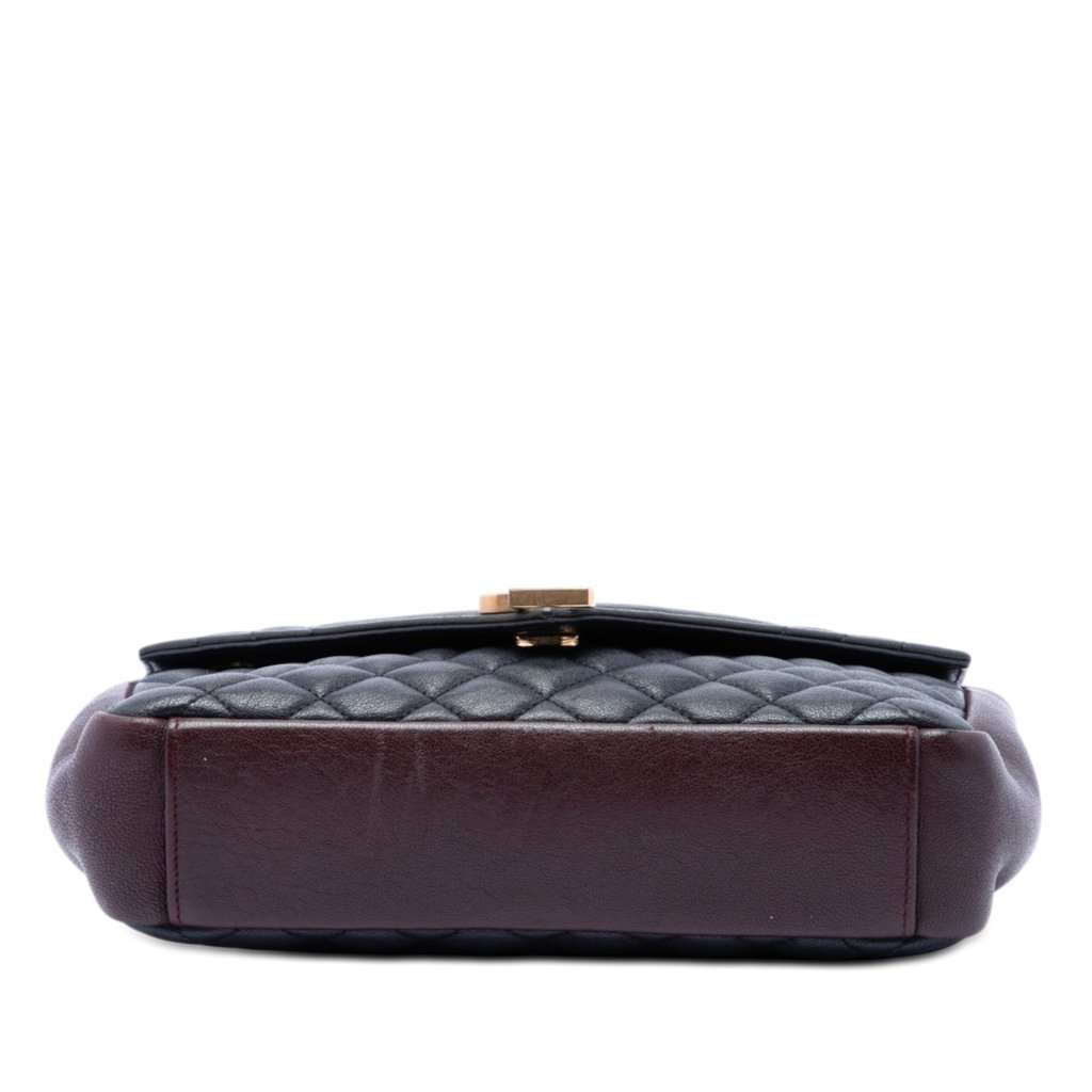 Saint Laurent Medium Triquilt Tricolor Sheepskin Monogram College Bag Green Leather Very good condition - Inside View