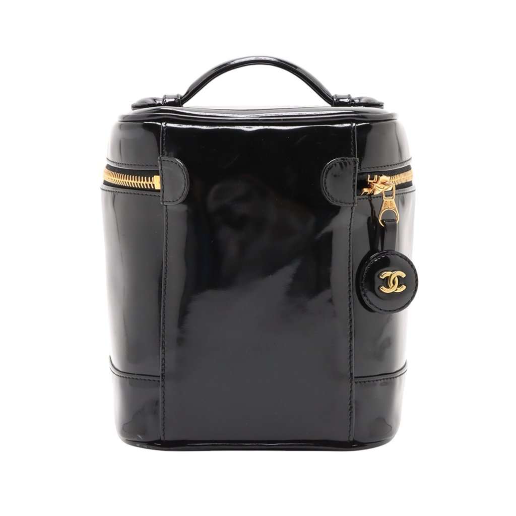 Chanel CC Patent Vanity Bag Black Leather Very good condition - Back View