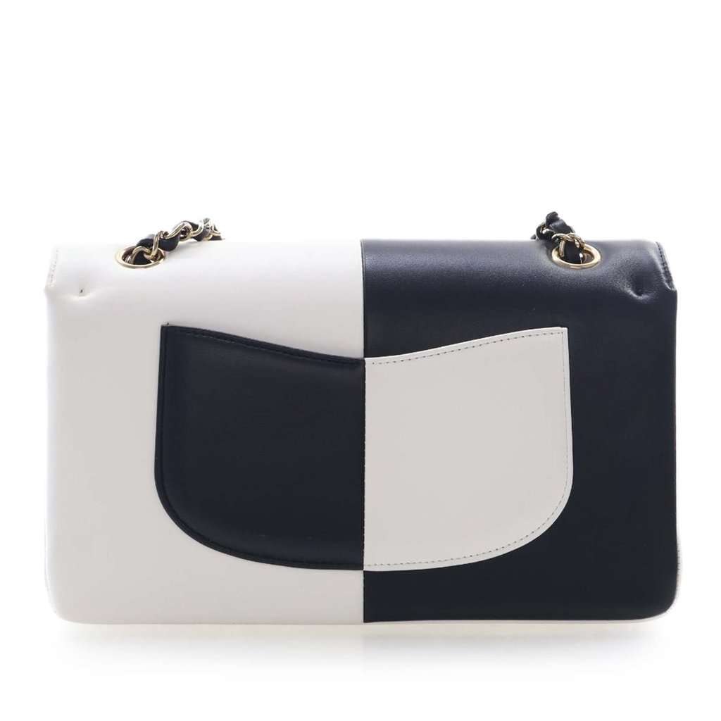 Chanel Medium Classic Bicolor Lambskin Geometric Colorblock Double Flap Black Leather Very good - Model View