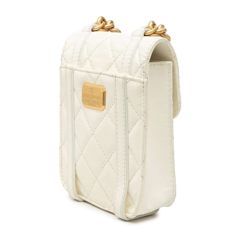 Chanel Mini Aged Calfskin City School Flap White Leather Very good condition - Back View