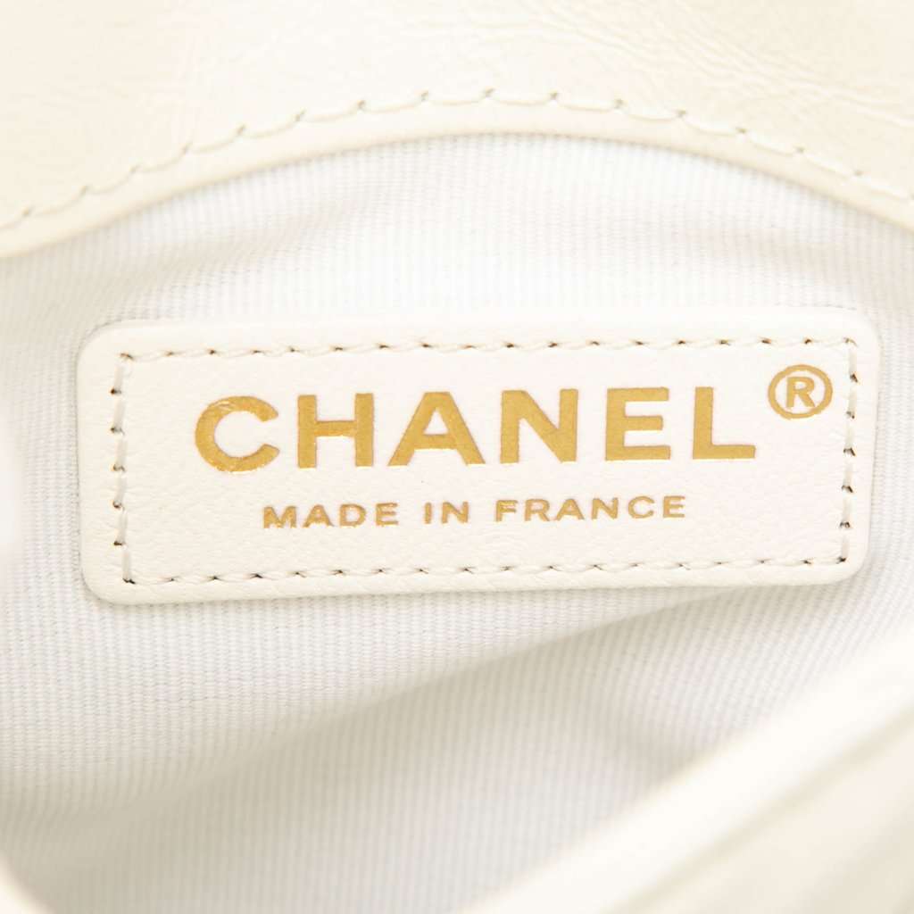 Chanel Mini Aged Calfskin City School Flap White Leather Very good condition - Box View