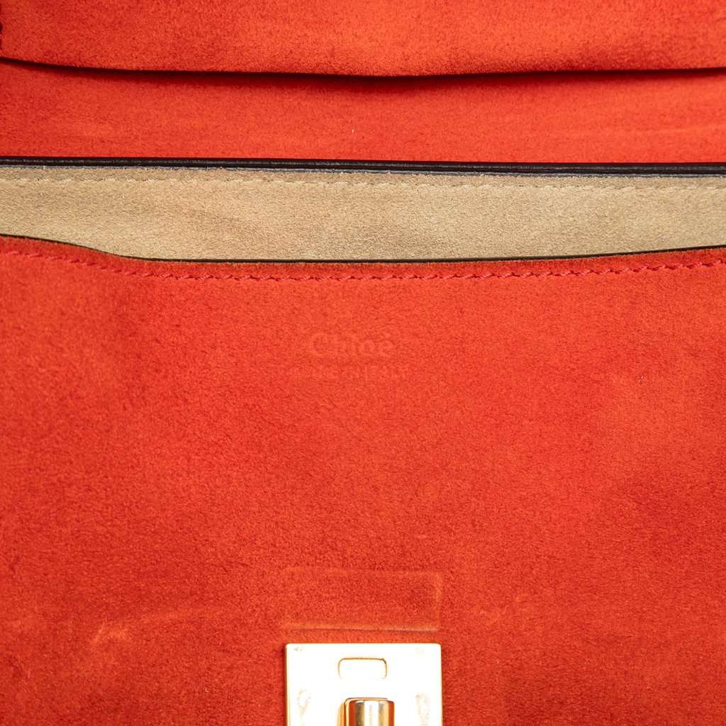 Chloé Small Bicolor Suede and Calfskin Drew Crossbody Red Leather Very good condition - Box View