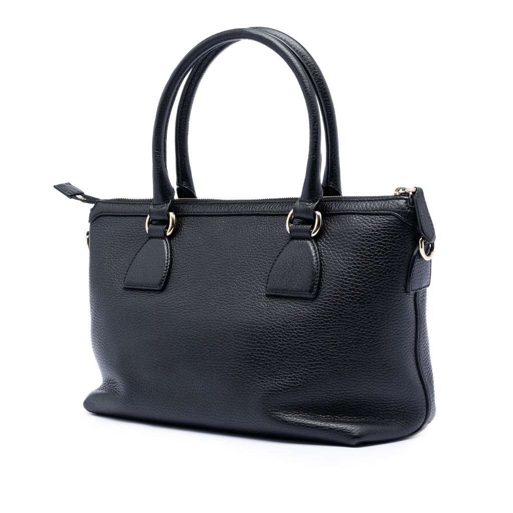Gucci Dollar Calfskin GG Charm Satchel Black Leather Very good condition - Back View