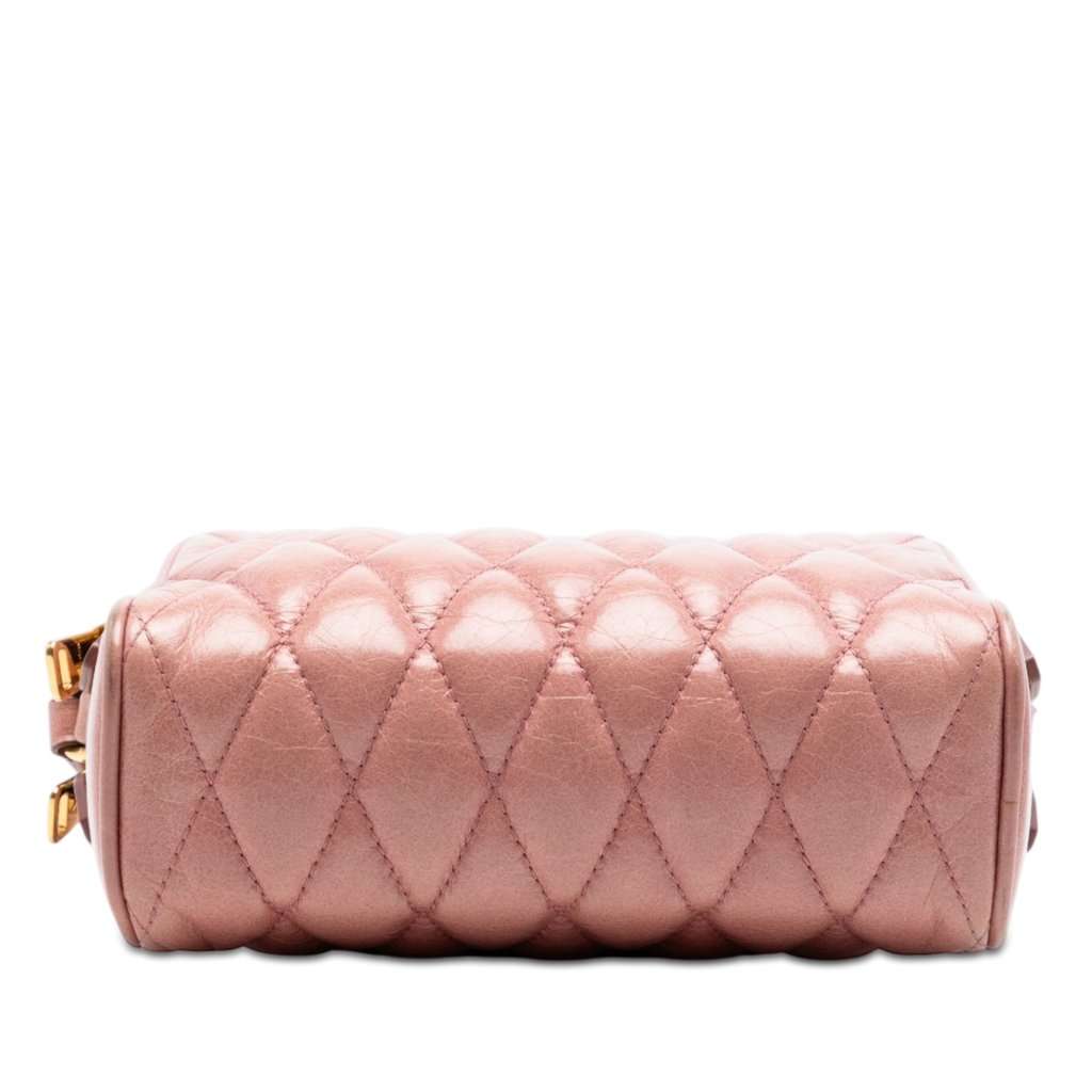 Miu Miu Matelasse Nappa Double Zip Camera Bag Pink Leather Very good condition - Inside View