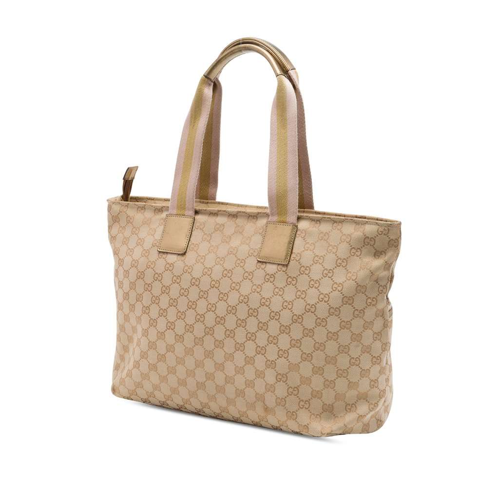 Gucci GG Canvas Web Tote Beige Very good - Back View