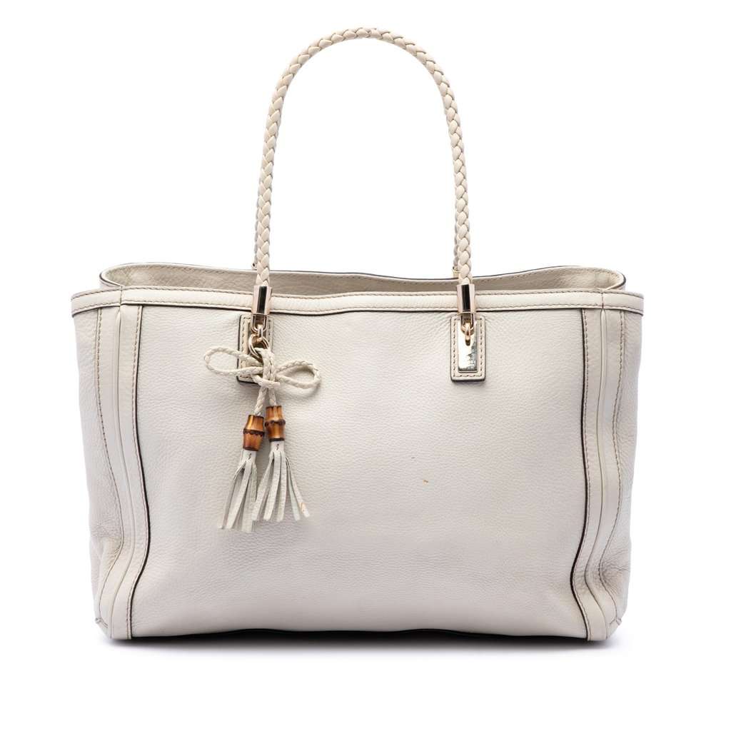 Gucci Calfskin Bella Tote White Leather Very good - Front View