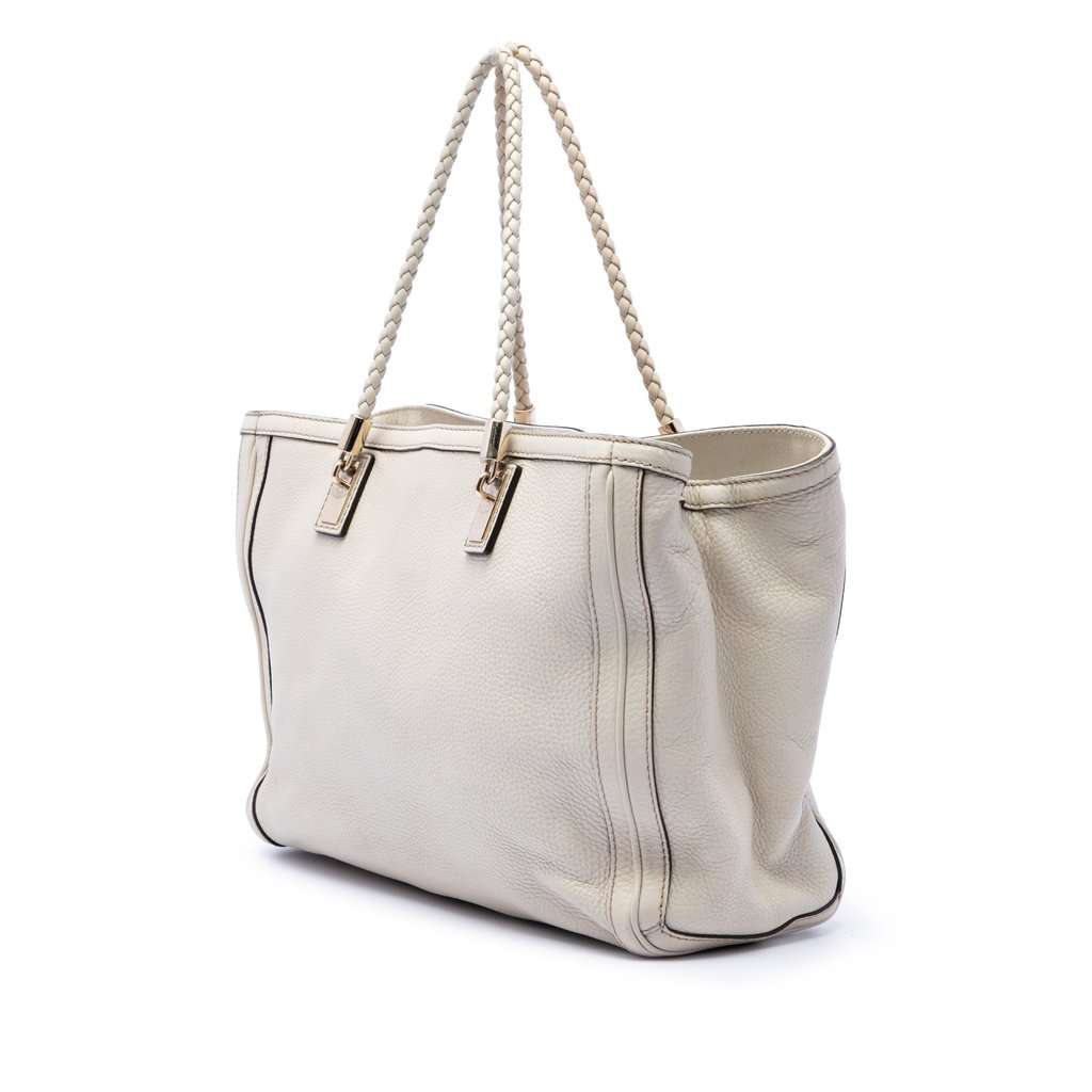 Gucci Calfskin Bella Tote White Leather Very good - Back View