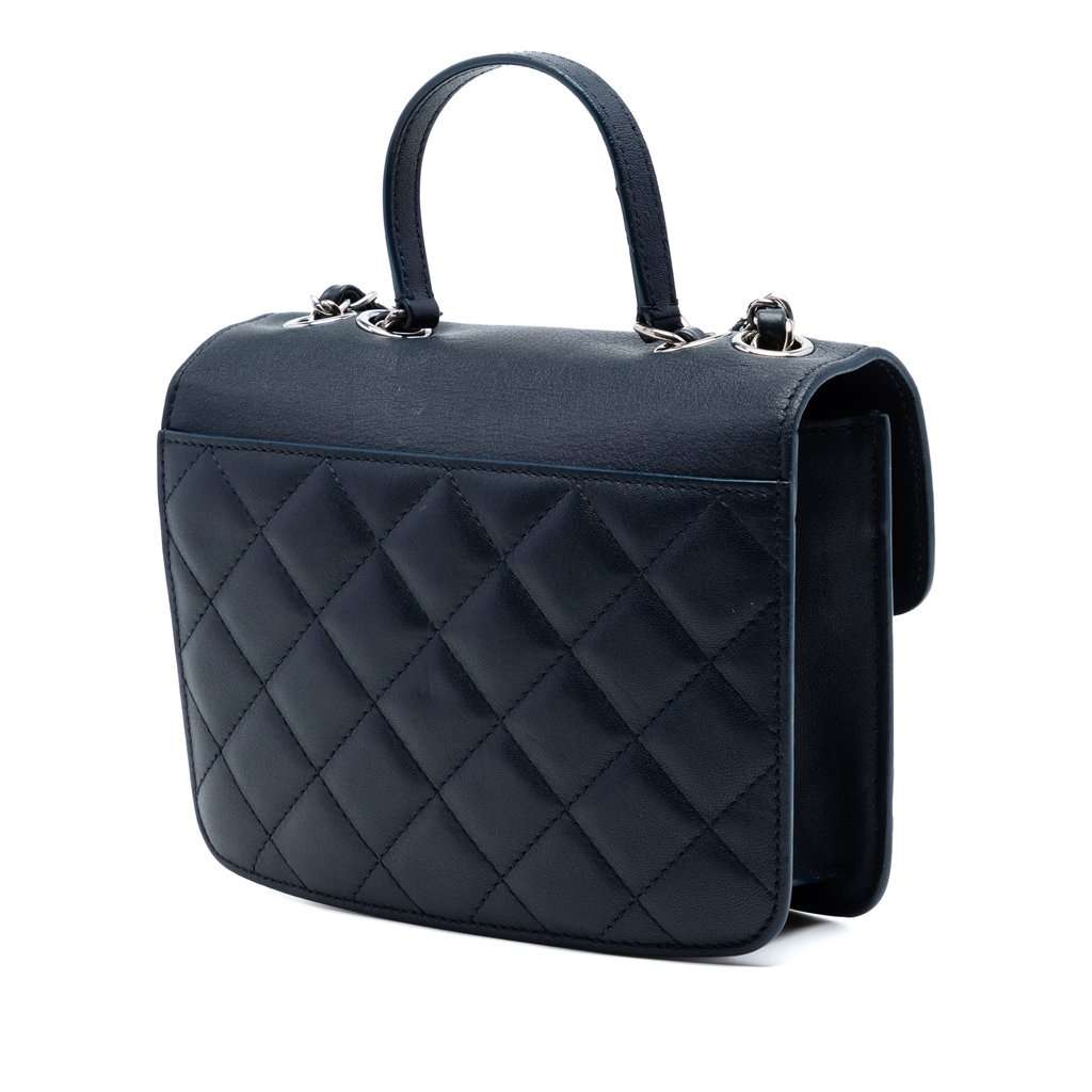 Chanel Small Quilted Goatskin CC Box Flap Blue Leather Very good condition - Back View