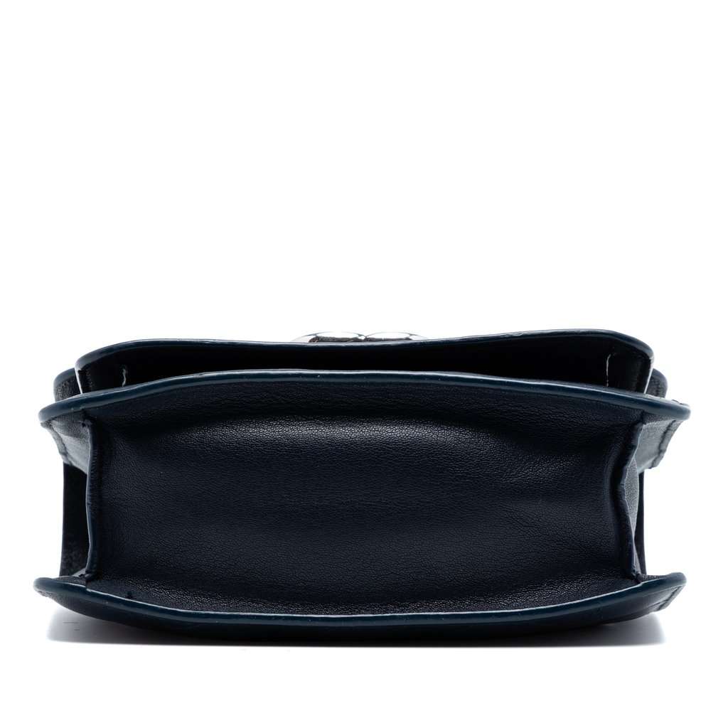 Chanel Small Quilted Goatskin CC Box Flap Blue Leather Very good condition - Inside View