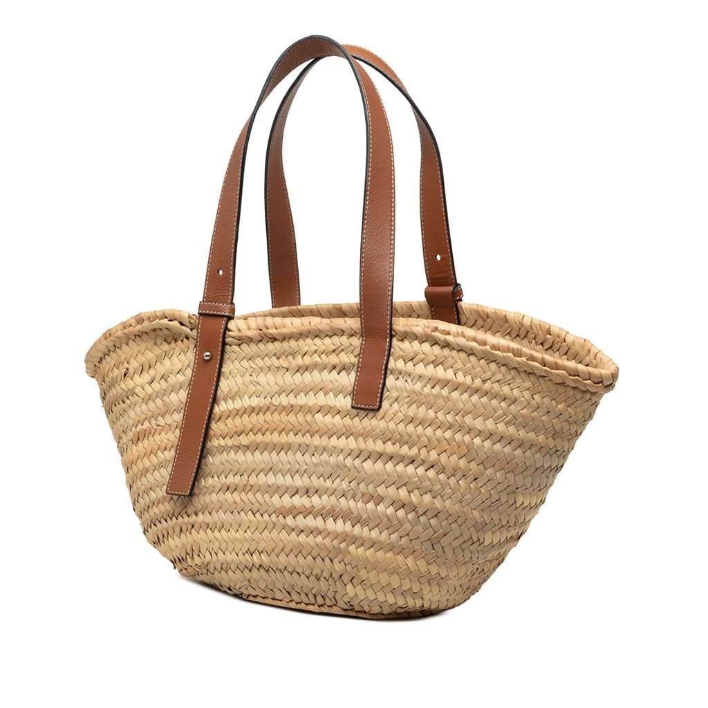 LOEWE Medium Raffia Anagram Basket Tote Beige Very good - Back View