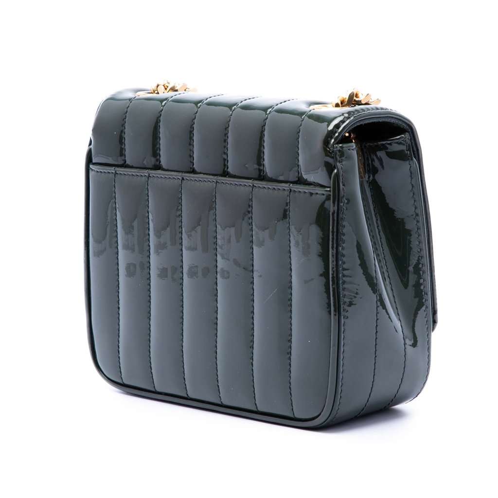 Saint Laurent Small Patent Monogram Vicky Chain Bag Green Leather Very good condition - Back View