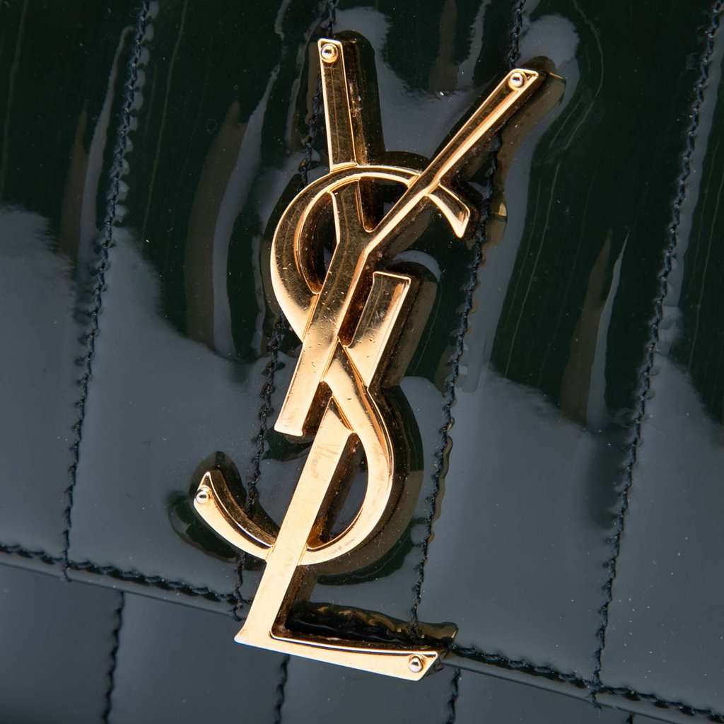 Saint Laurent Small Patent Monogram Vicky Chain Bag Green Leather Very good condition - Box View