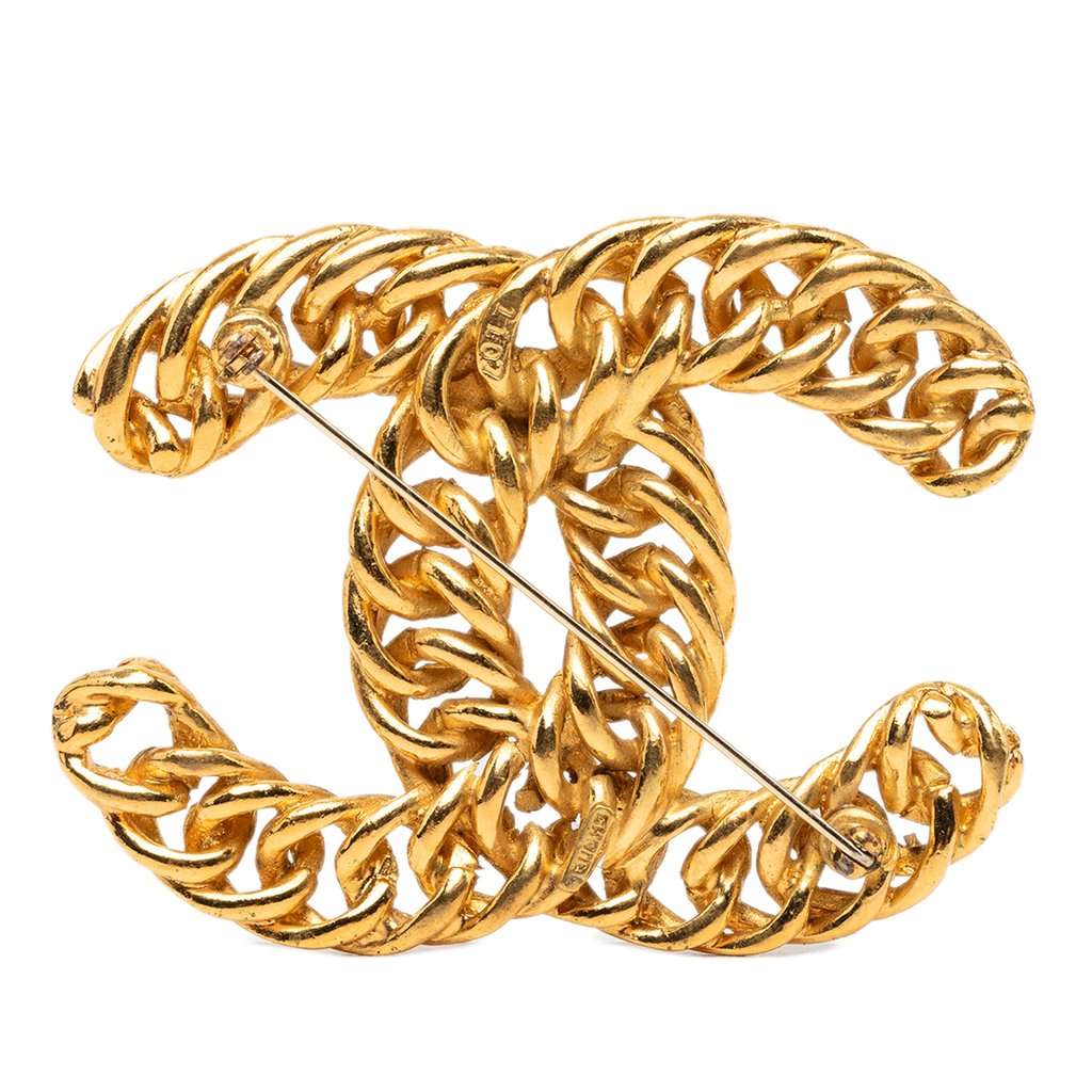 Chanel CC Gold Plated Chain Pin Brooch Gold Metal Very good - Back View