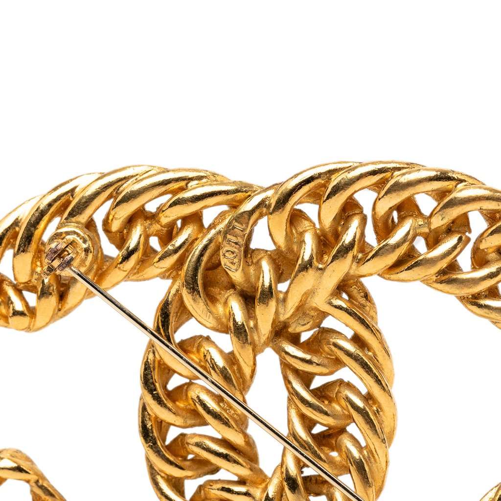 Chanel CC Gold Plated Chain Pin Brooch Gold Metal Very good - Inside View