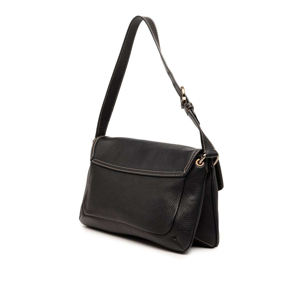 Salvatore Ferragamo Leather Double Gancini Shoulder Bag Black Leather Very good condition - Back View