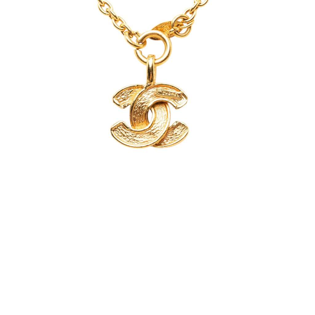 Chanel Gold Plated CC Quilted Pendant Necklace Gold Metal Very good - Inside View