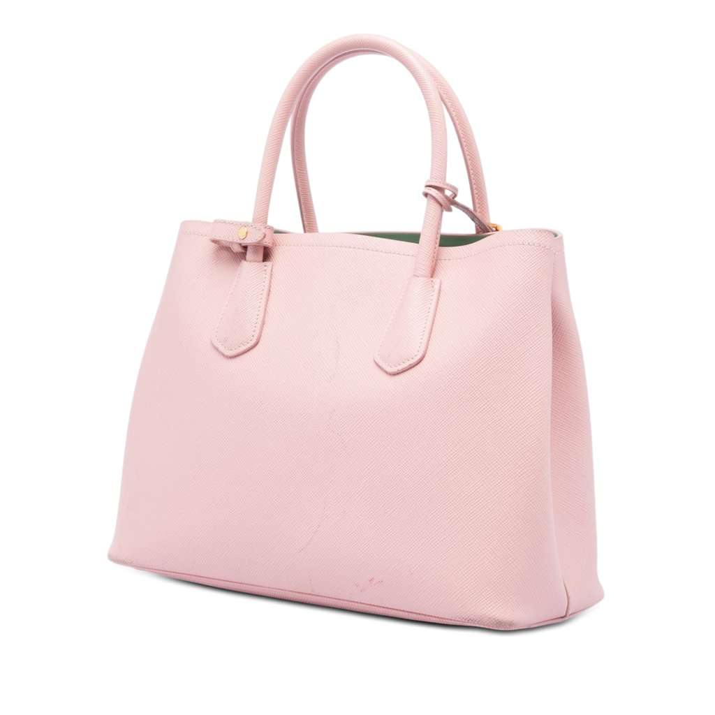Prada Medium Saffiano Cuir Double Satchel Pink Leather Very good - Back View
