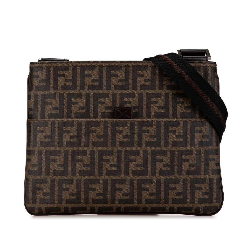Fendi Zucca Coated Canvas Crossbody Brown Very good - Front View