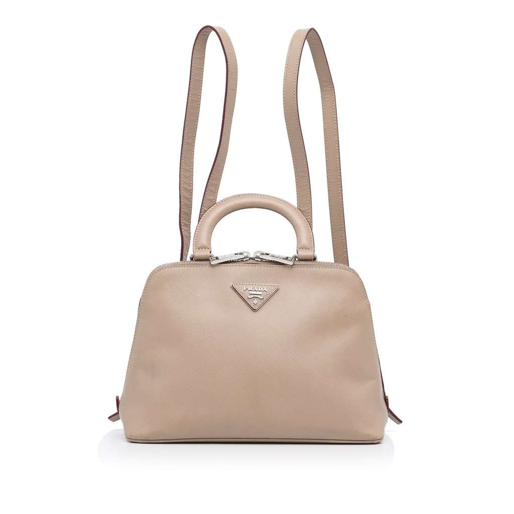Prada Saffiano Lux Promenade Backpack Brown Leather Very good - Front View